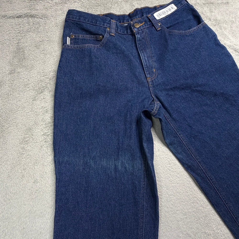 Carhartt Relaxed Fit Jeans Mens 33x33 Dark Wash Denim Workwear Pants 381-83 - Picture 4 of 9